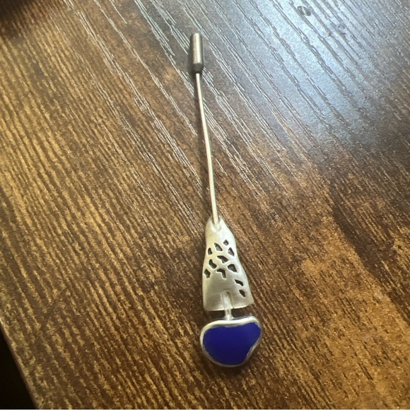 Antique Sterling Silver Head Long Hat Pin 0.26 OZT - Picture 2 of 4